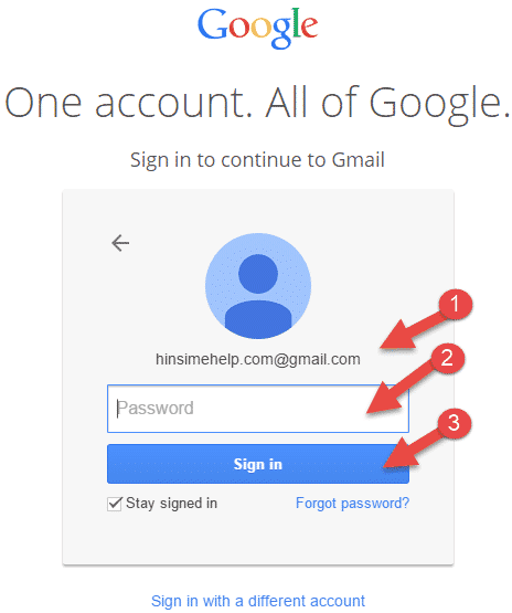 gmail me login arne ke liye apna password dale