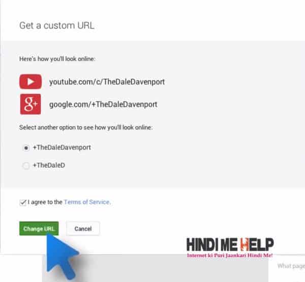 apna Custom URL Select karkle Change URL par click kare