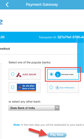 Apni Bank select kare, net banking ke liye