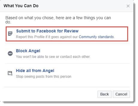 fb me submit kare fake account report