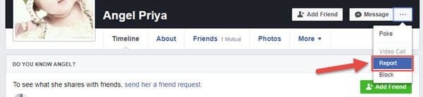 report facebook fake account