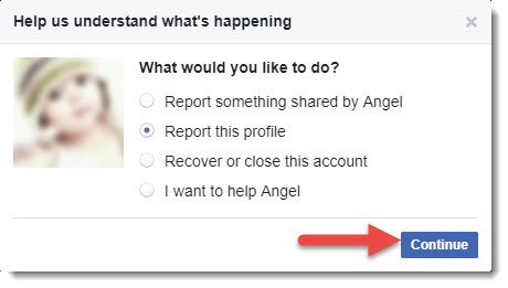 report this profile to facebook