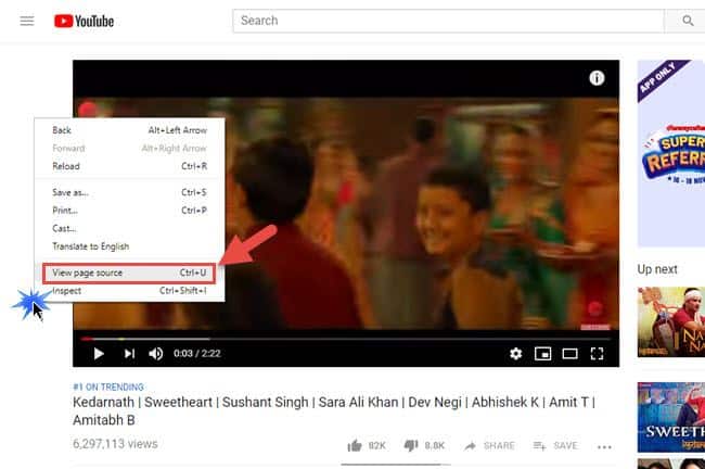 youtube video ka source code se tags dekhe