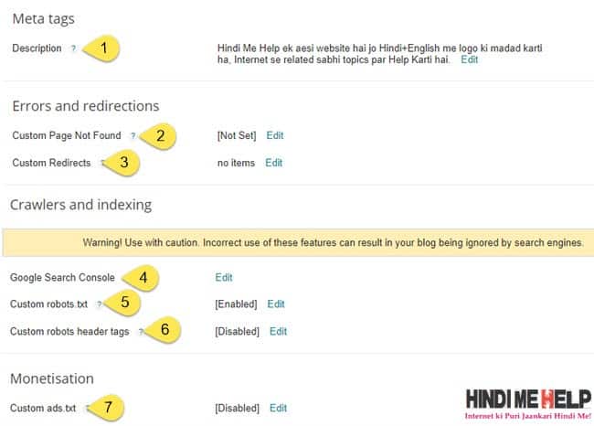 Blogger Search Preference Setting kaise kare