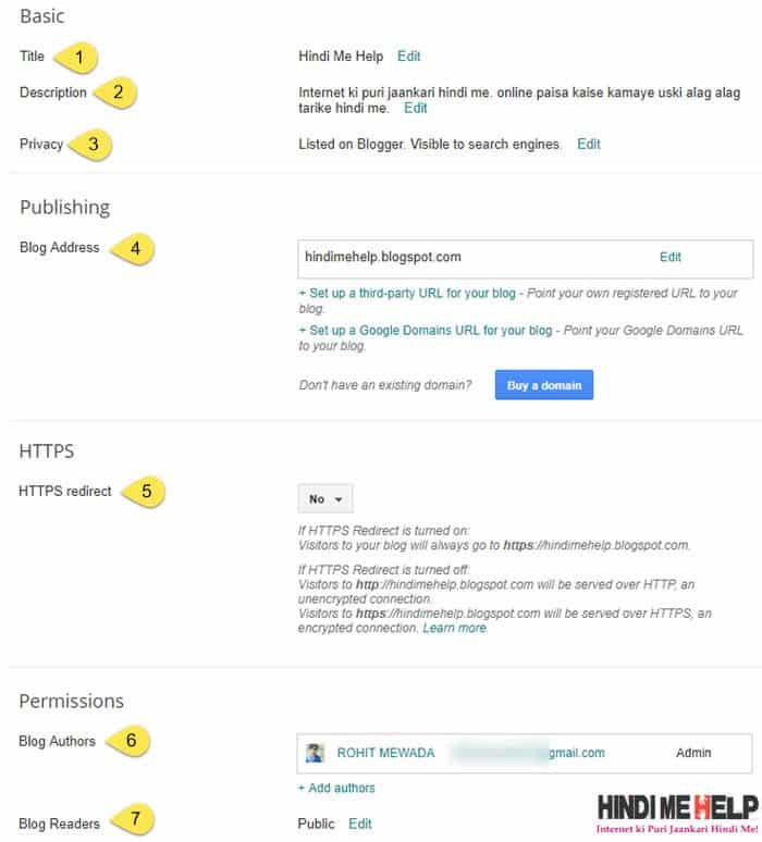 blogger basic setting kare blog start karne se pehle