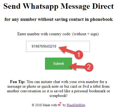 Bina Number Save Kare Whatsapp Direct Message kaise send karte hai - Mobile
